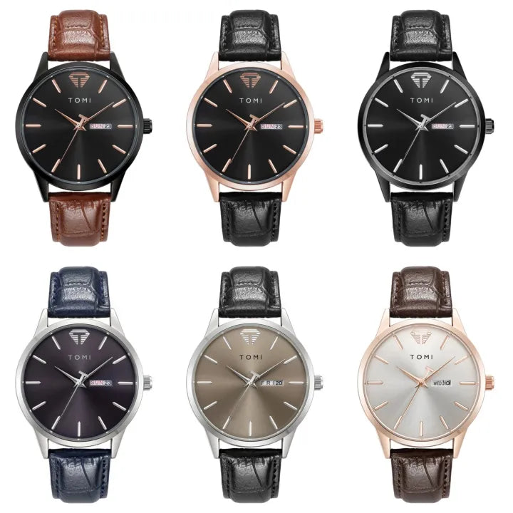TOMI T045 Business Wrist Watch Quartz Leather Strap Fashion