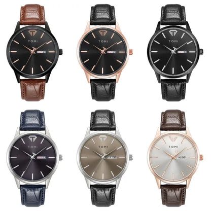 TOMI T045 Business Wrist Watch Quartz Leather Strap Fashion
