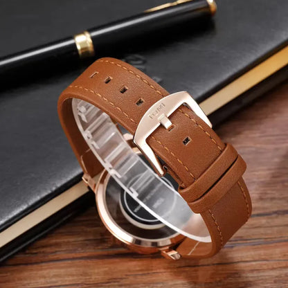 TOMI S8 Series Leather Straps Quartz Fashion Watch for Men