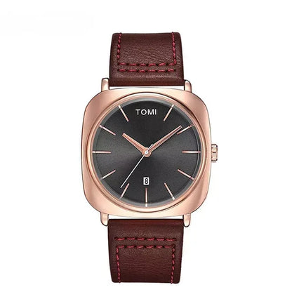 TOMI T-084 Business Men's Watch Quartz Date Leather Straps