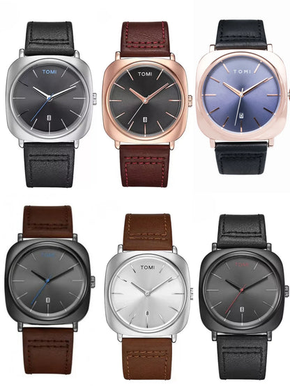 TOMI T-084 Business Men's Watch Quartz Date Leather Straps
