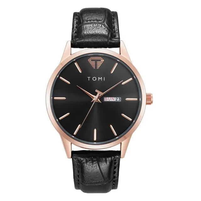 TOMI T045 Business Wrist Watch Quartz Leather Strap Fashion