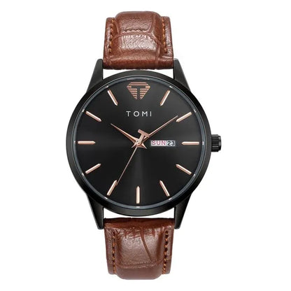 TOMI T045 Business Wrist Watch Quartz Leather Strap Fashion