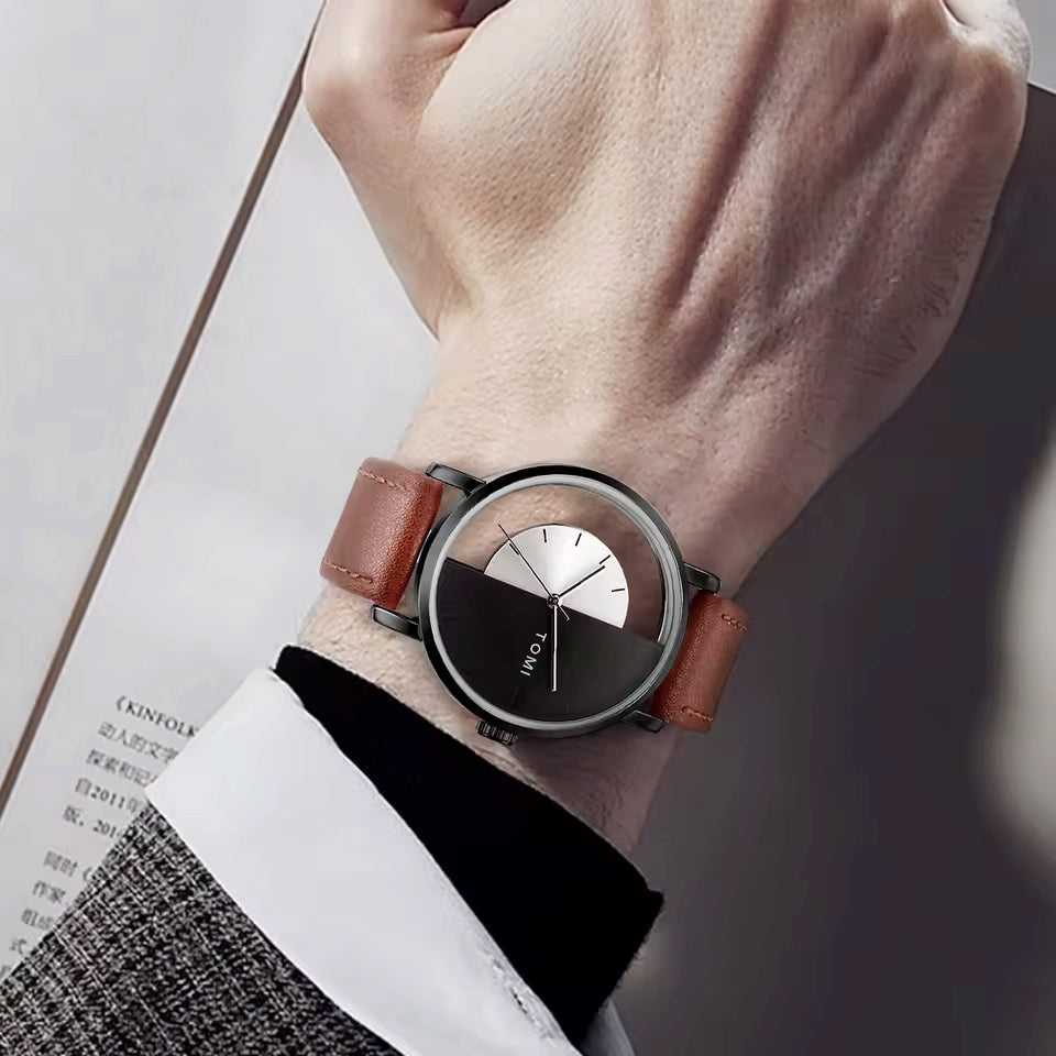TOMI S8 Series Leather Straps Quartz Fashion Watch for Men