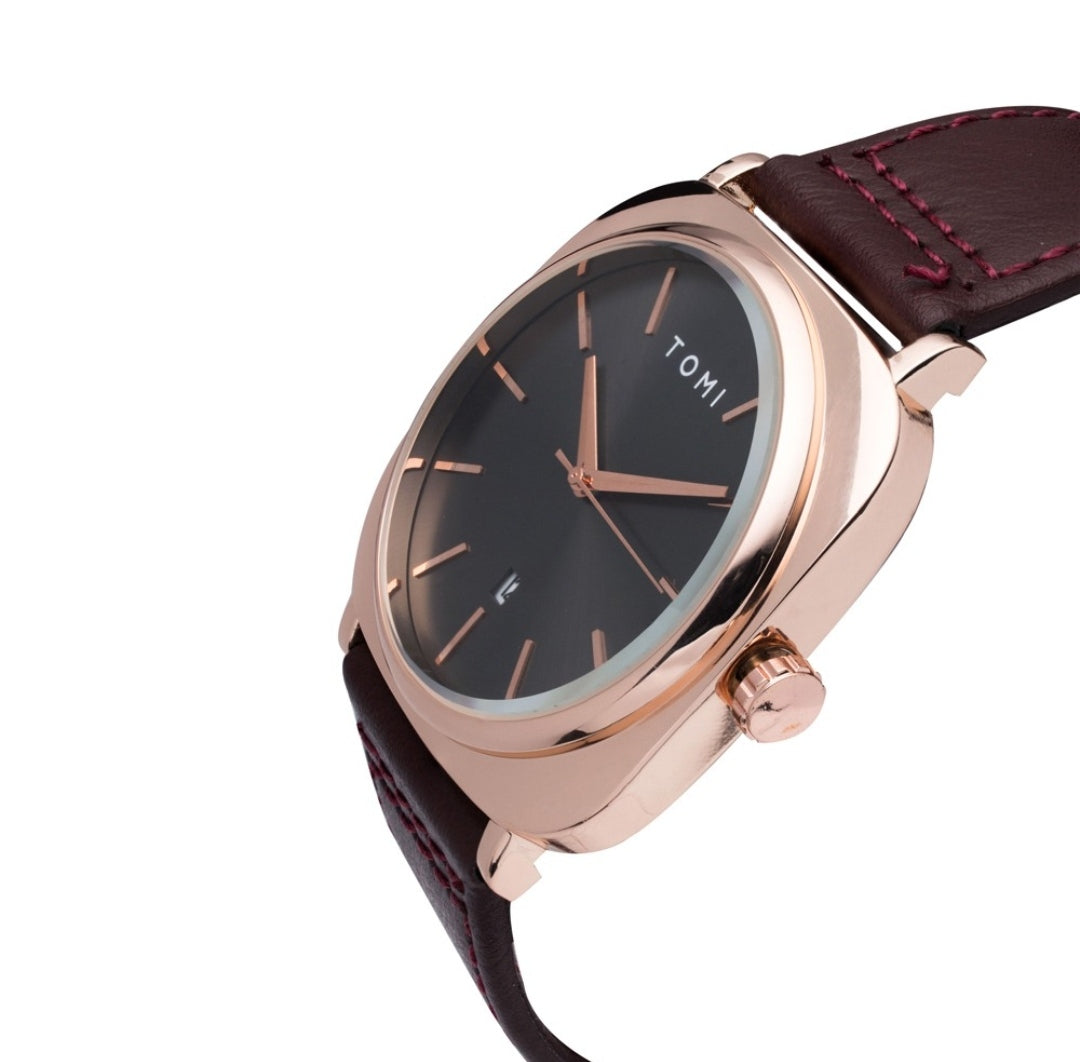 TOMI T-084 Business Men's Watch Quartz Date Leather Straps